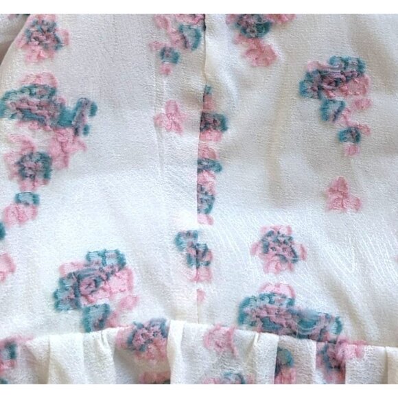 ENDLESS ROSE Embroidered Floral Square Neck Puff Sleeve Crop Top Cottage Size S - Picture 3 of 8